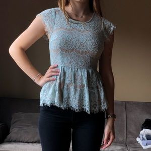 MAEVE Light blue lace blouse